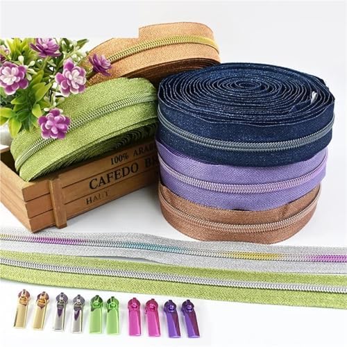 1/2/3/5/10M 5# Nylon Zipper Tape with Sliders Plastic Coil Zips for