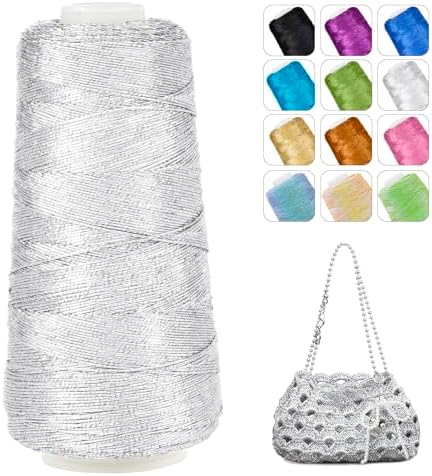 CAMAL Glitter Metallic Yarn 1mm x 519 Yards Sparkly Yarn for