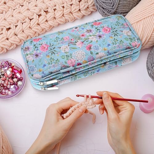 Simhoa Crochet Hook Case, Double Layer Knitting Pin Storage Organizer