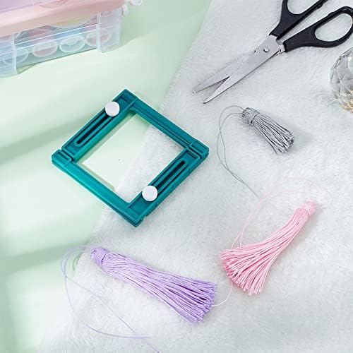 AHANDMAKER Adjustable Plastic Tassel Maker, Square Teal DIY Tool for