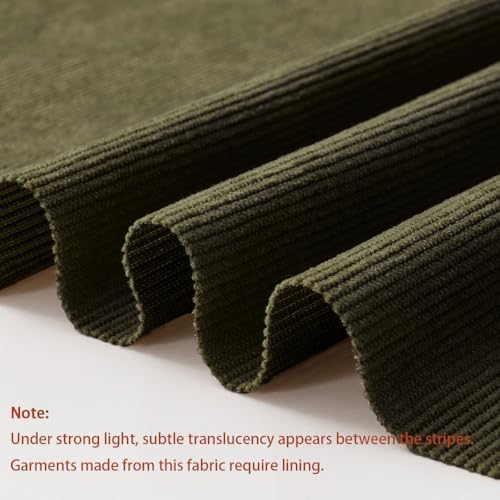 Olive Green Corduroy Fabric by The Yard, 60" Wide Upholstery Fabric