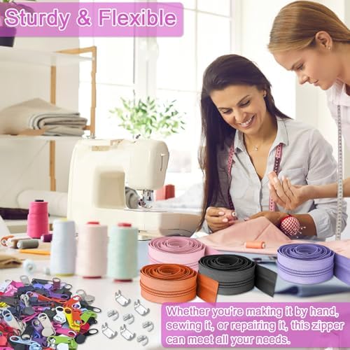 #5 Nylon Coil Zipper Tape for Sewing 60 Yards 20Pcs Sewing Zippers