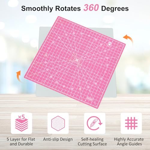 Headley Tools 12"x12" Rotating Cutting Mat, Self Healing Mat with