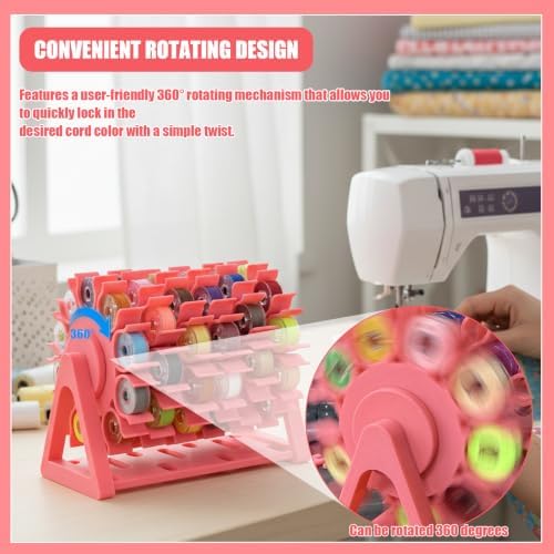 Rotating Bobbin Thread Organizer, 60-Hole Sewing Thread Holder