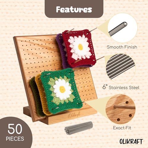 Olikraft Stainless Steel Blocking Board Pins (6 Inches, 50 Pieces)