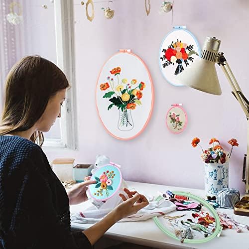 ZOCONE 4 Pcs 4 Size Oval Embroidery Hoops, ABS Plastic Embroidery