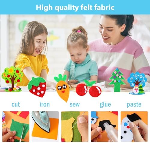 90PCS Felt Fabric Sheets Craft Kit - 4"x 4" + 6"x 6" Assorted Colors