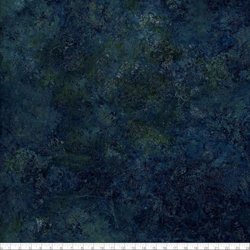 Dark Blue, Hints of Green, Sienna Marble Design, Fabric, 100% Cotton