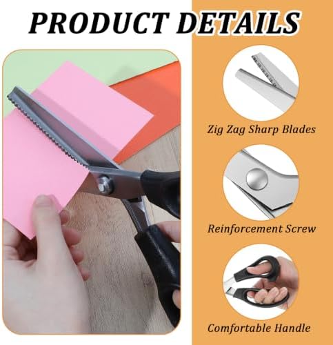 6 Pcs Pinking Shears for Fabric Cutting, 7/5/3mm Scalloped, 7/5/3mm