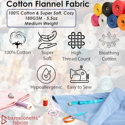 Barcelonetta | 100% Cotton Flannel Fabric | Super Soft | 60" Wide
