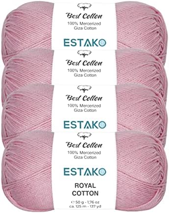 Estako Royal Cotton, 100% Mercerized Giza Cotton Yarn, Baby Pink