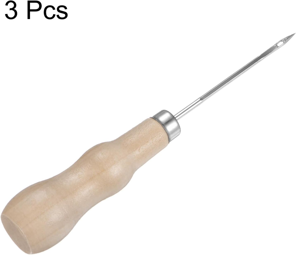 HARFINGTON 3pcs Handwork Sewing Awl Reed Wood Hollow Awl Leather Punch