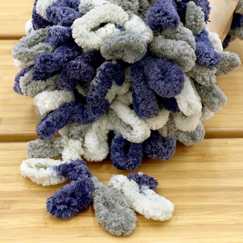 JubileeYarn Fun Finger Loops Yarn - Multicolor Navy Grey - 5 Skeins