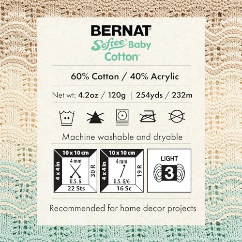 Bernat Softee Baby Cotton Yarn for Crocheting Soft, Pale Periwinkle