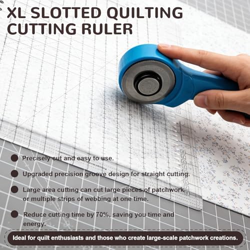 Acrylic Quilting Ruler, 17-3/4in x 22in Anti-Slip Sewing Ruler with