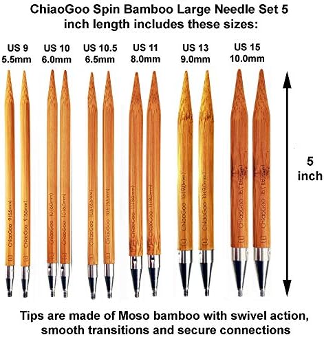 ChiaoGoo Spin Bamboo 5-inch Large 2500-L Interchangeable Set