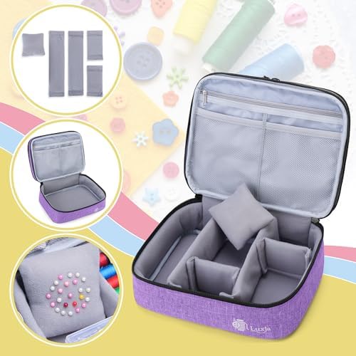 Luxja Double-Layer Medium Sewing Organizer, Purple