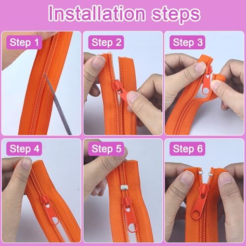#5 Nylon Coil Zipper Tape for Sewing 60 Yards 20Pcs Sewing Zippers