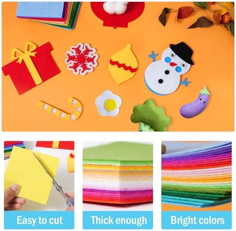 90PCS Felt Fabric Sheets Craft Kit - 4"x 4" + 6"x 6" Assorted Colors