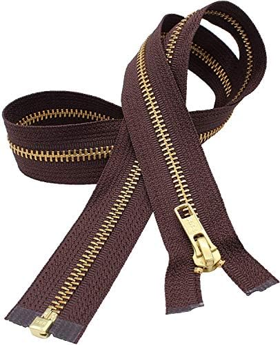 #5 Brass Brown 570 Metal Separating YKK Medium Weight Jacket Zipper