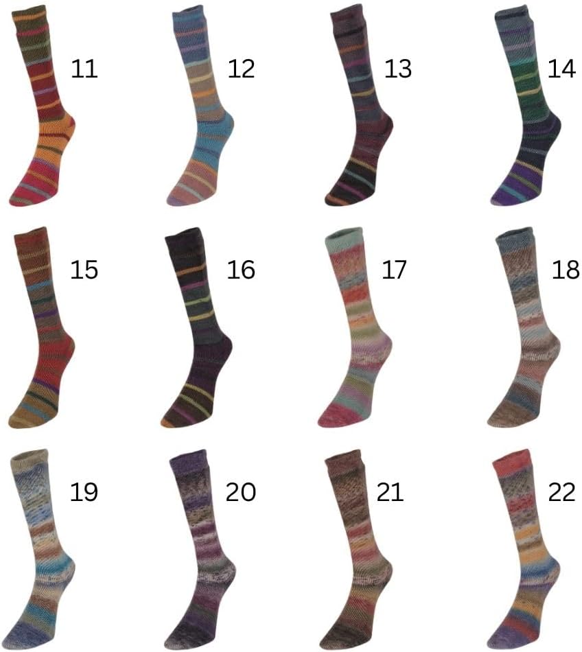 Multicolour, Wool and Nylon Self-Patterning Superwash 4 Ply Sock Yarn