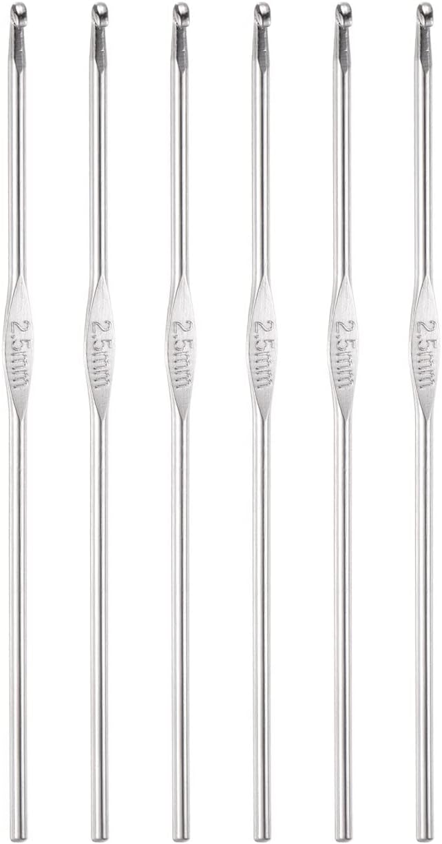 uxcell Stainless Steel Crochet Hook 2.5mm Knitting Needles for DIY