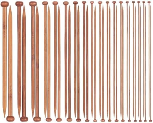 Bamboo Knitting Needle Set 36 Pairs Wooden Straight Single Pointed