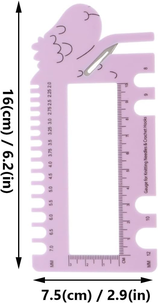 2pcs Sheep Head Needle Gauge Knitting Measure Ruler Plastic Tool