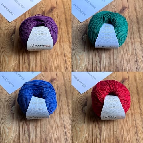 Cotton Yarn Bundle - 4 Multicolor Balls Soft Sport Weight Yarn for