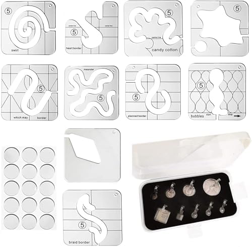 10pcs Free Motion Quilting Template Series 5+9pcs Low Shank Quilting