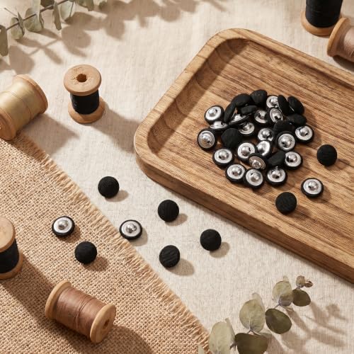 50pcs Black Cloth Covered Buttons 15mm,Black Tuxedo Jacket Buttons