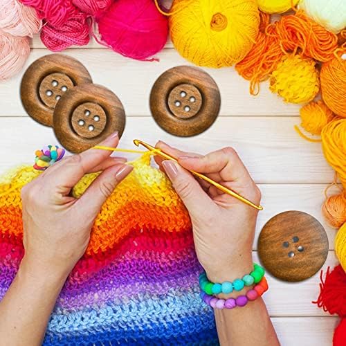 50 Pcs 2.36inch Large Wood Buttons, 4 Holes Big Size Round Sewing