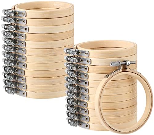 Sawysine 48 Pcs Embroidery Hoop Bulk Tiny Wooden for Cross,3 Inch