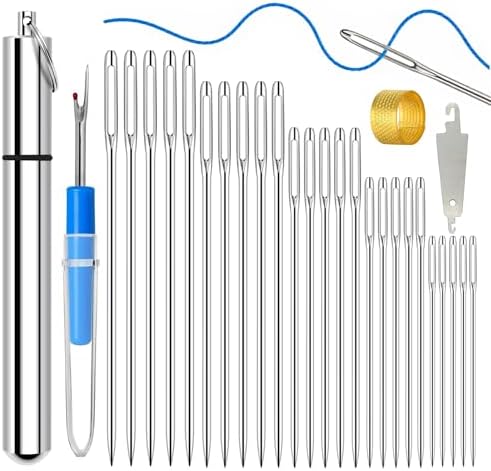 Sewing Needles, Embroidery Needles with Large Eye, 25 Pcs Hand Sewing