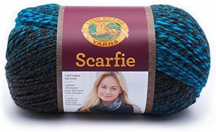 Lion Brand Yarn 826-209 Scarfie Yarn, Charcoal/Aqua