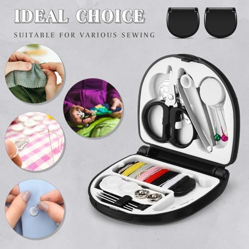 Yuxung 10 Pcs Mini Travel Sewing Kit with Thread Scissor Needle, Black