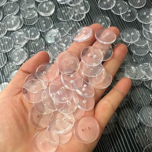 200PCS Clear Plastic Round Buttons, Resin Bread Buttons 2 Holes