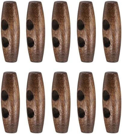 HARFINGTON 30mm / 1.2" Wooden Toggle Buttons 10pcs 2-Hole, Brown