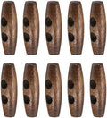 HARFINGTON 30mm / 1.2" Wooden Toggle Buttons 10pcs 2-Hole, Brown