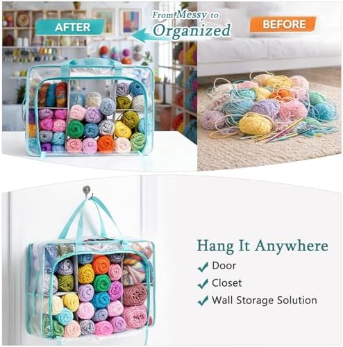 MYBAGZING Clear Yarn Storage Bags, 21" Large Flat Under Bed Yarn