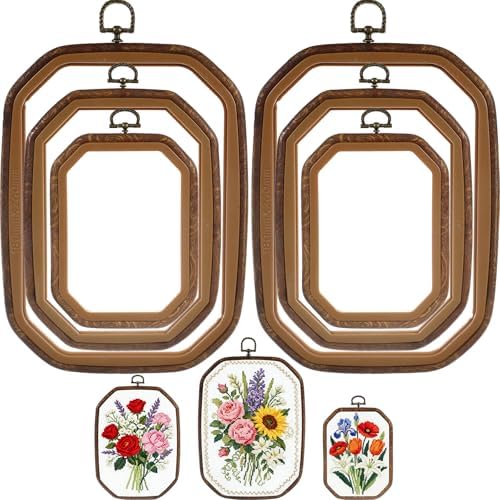 BrightRow 6 Pcs Large Embroidery Hoop Set Decorative Imitated Wood