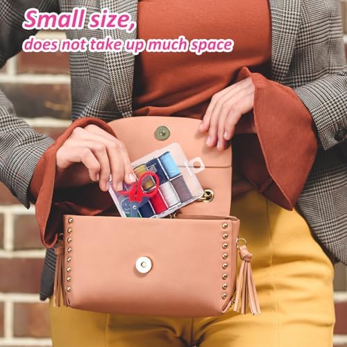 Wavwavw 24 Pcs Mini Travel Sewing Kit Small Sewing Kit Beginner DIY