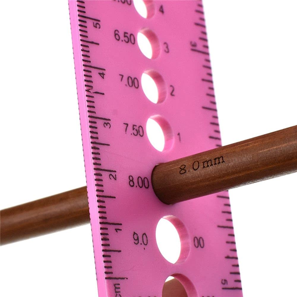 4Pcs Plastic Knitting Needle Gauge Ruler, All in One Knitting Needle