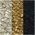 Metallic Miyuki 4mm Square Bead Bundle: Metallic Gold, Silver and