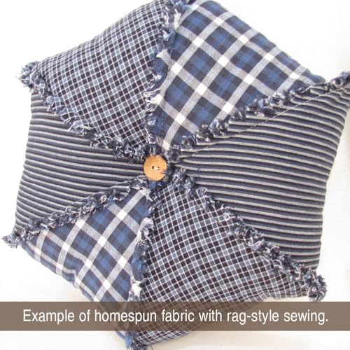 Set of 4 Fat Quarters, Mountain Blue Assorted Plaid Gingham Homespun