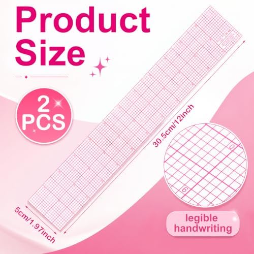 Zonon 2 Pack Clear Sewing Ruler 2 X 12 Inch Plastic Ruler for Quilting