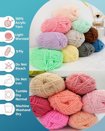 Gradient Color Series Acrylic Crochet & Knitting Yarn Kit for