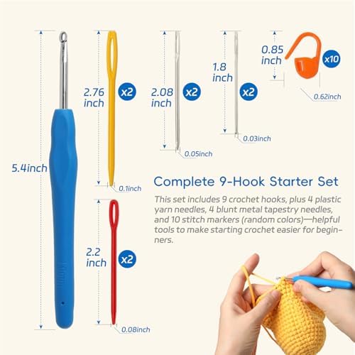 Flickzo 9PCS Crochet Hook Set, 2-6mm