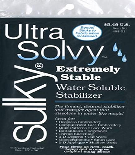 Sulky Ultra Solvy Water Soluble Fabric Stabilizer, 19-1/2 by 36-Inch
