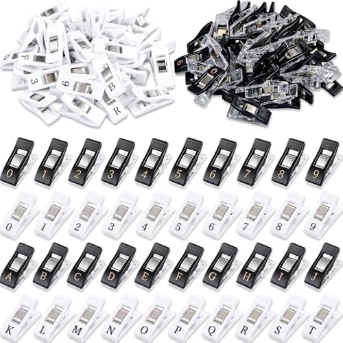 72 Pcs Classic Alpha Sewing Clips for Quilting, Black, White